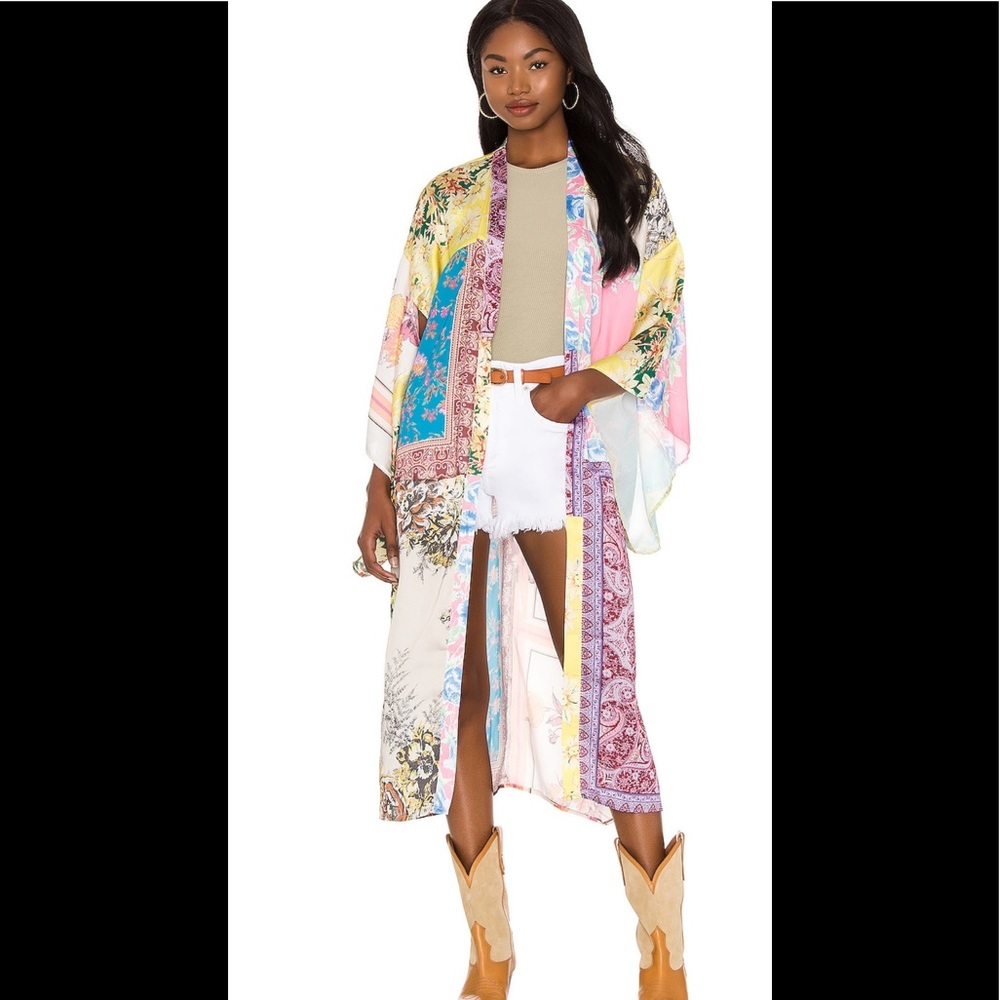 Free People Patched With Love Robe Kimono Size M/L NWT